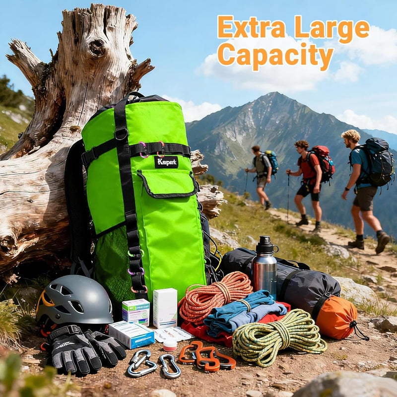 Keepark Store Rock Climbing Rope Storage Bag - Large Capacity Tree Rope Storage Backpack, Waterproof Oxford Outdoor Climbing Rope Bag With Adjustable Shoulder Straps - Green - Image 3